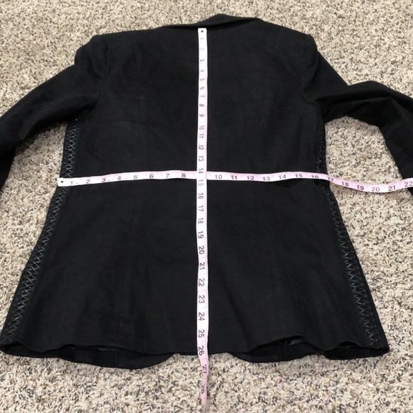 Little Joe Woman Blazer Suit Jacket Size Medium Black Whip Stitch Faux Leather - Picture 10 of 11